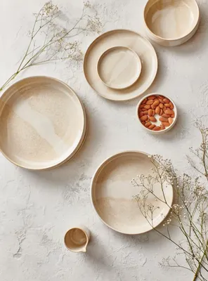 Produktbild von Pomax Nougat Aperitifteller aus Porzellan, Beige, Ø 12,5 x H 2 cm