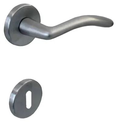 Imagen del producto de Manija de puerta interior (juego) de latón con acabado cromado satinado mate