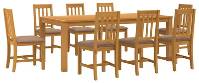 Immagine prodotto di vidaXL Set da pranzo, 9 pezzi, grigio, legno massello di quercia