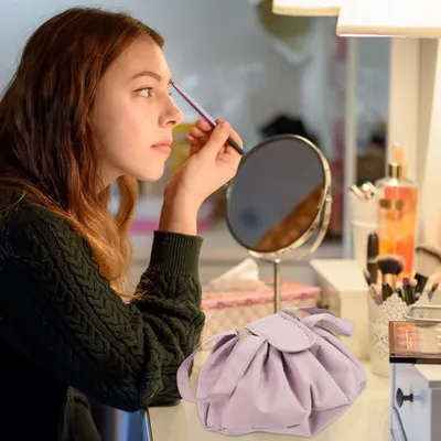 Produktbild von Tragbare Make-up-Tasche mit Kordelzug - Große Kapazität und leicht zu reinigen