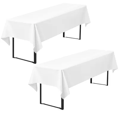Produktbild von Set mit 2 weißen Tischdecken aus Polyester für Feiern