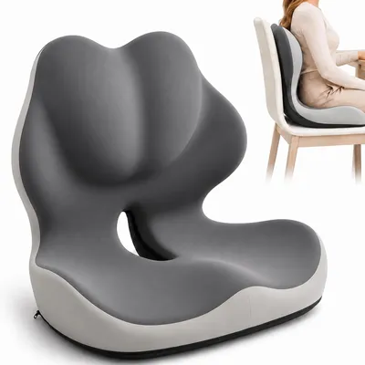 Immagine prodotto di Cuscino per seduta con supporto lombare, in memory foam, cuscino ortopedico per sedia da ufficio