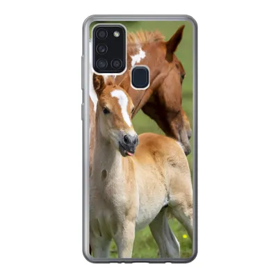 Produktbild von MuchoWow® Handyhülle Schutzhülle Hülle für Samsung Galaxy A21s Pferde - Fohlen - Gras Silikon Softcase Handy Hülle - Hartschale