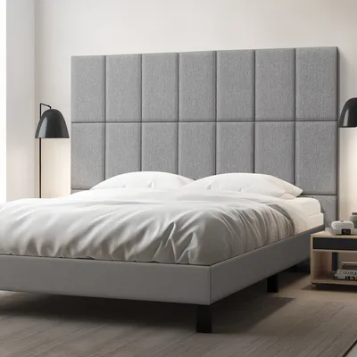 Image de Coussin mural 'Carpino' panneau d'ameublement set de 3 textiles 60 x 30 cm gris clair