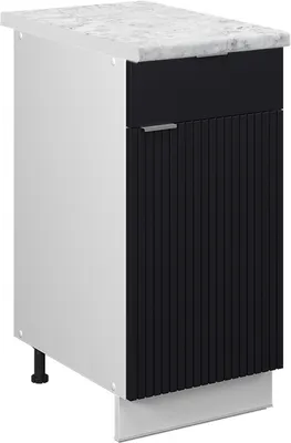 Image de Meuble cuisine Vicco Fame-Line Noir rayé 40cm , PT Marbre, Model 50601