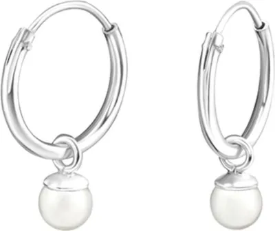 Produktbild von Creolen Perlen: Kleine Ohrringe Silber 925 Weiß