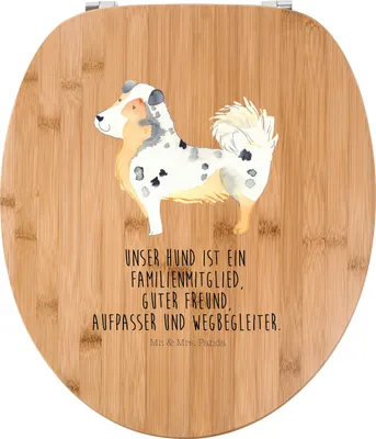 Produktbild von Mr. & Mrs. Panda WC Brille Hund Australien Shepherd - Transparent - Geschenk, klo deckel, Familie, WC-Sitz, Sprüche, Klo-Deckel, Toilettendeckel, Spruch