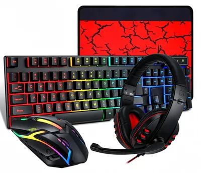 Productafbeelding van Gaming Toetsenbord Muis Headset met Muismat 4 in 1 RGB voor PC