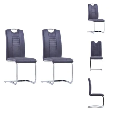Produktbild von vidaXL Freischwinger 2 Stk. Grau Wildleder-Optik -  Esszimmerstühle