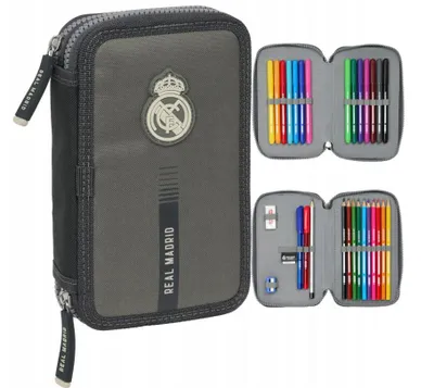 Zdjęcie produktu dla Piórnik Dwukomorowy Real Madryt RM Team 24/25 Dark Grey Safta