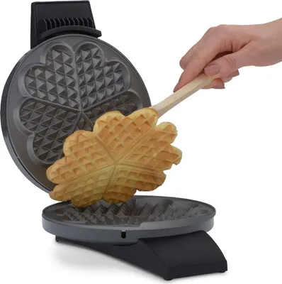 Produktbild von Cloer 1625 Waffeleisen für eine Herzwaffel mit 15,5 cm Durchmesser, Herzwaffeleisen mit Antihaftbeschichtung, stufenlosem Bräunungsgrad & optischer