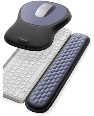 Immagine prodotto di Set di poggiapolsi per tastiera e mouse, colore nero, in memory foam, ergonomici, antiscivolo