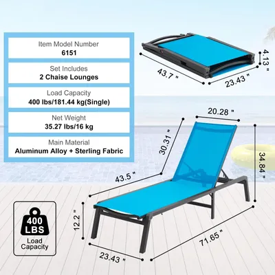 Immagine prodotto di Poltrona da esterno - Lettino pieghevole - Poltrona relax per giardino - Lettino prendisole - Arredo lounge per terrazza e piscina