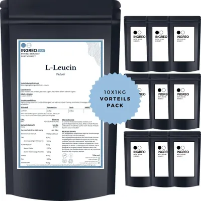 Produktbild von L-Leucin - Vegan Pulver (40-100 Mesh) – 10kg (10X1kg)