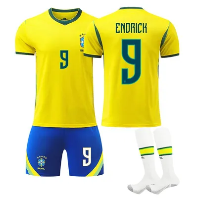 Immagine prodotto di #9 ENDRICK Maglia da calcio del Brasile per i Mondiali 2026, disponibile in casa, per bambini e adulti. TAGLIA:XXXL