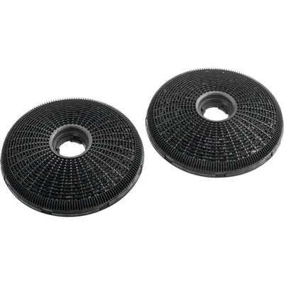 Two circular charcoal filters for a kitchen hood.