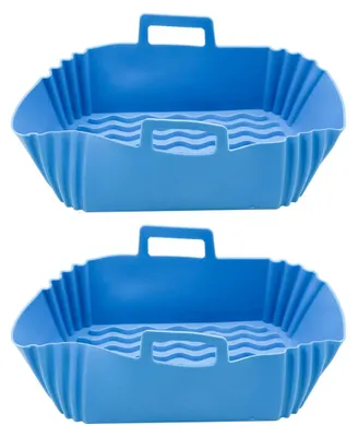 2er Set Silikon-Airfryer-Einlagen, rechteckig, antihaftbeschichtet