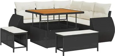 Image de vidaXL Ensemble canapé de jardin 8 pcs noir poly rotin