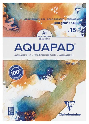 Produktbild von Clairefontaine 975724C Aquarellblock Aquapad A1, 15 Blatt 300g mittelfein