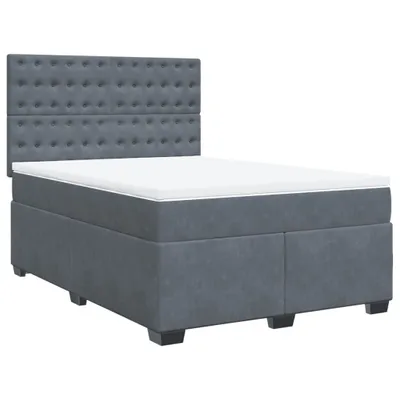 Produktbild von Boxspringbett mit Matratze Dunkelgrau 140x200 cm Samt