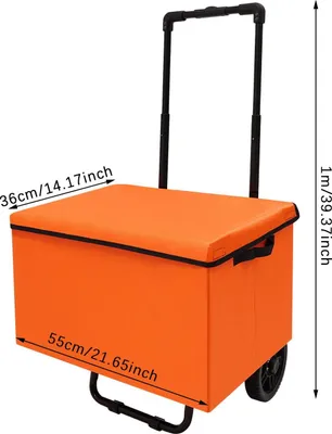 Zdjęcie produktu dla Wózek na zakupy na kółkach – składana torba na zakupy – pojemność 64 l – nośność 80 kg – tkanina Oxford – przenośny – pomarańczowy