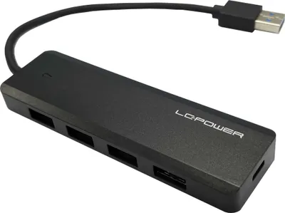 Produktbild von LC-Power LC-HUB-U3-4-V2, USB 3.2 Gen 1 (3.1 Gen 1) Type-A, USB 3.2 Gen 1 (3.1 Gen 1) Type-A, USB 3.2 Gen 1 (3.1 Gen 1) Type-C, 5 Mbit/s, Schwarz, 0,155 m, CE