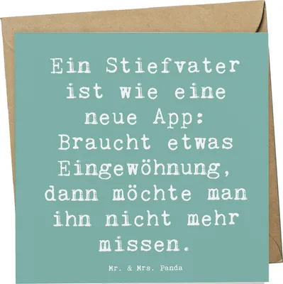 Produktbild von Mr. & Mrs. Panda Grußkarte Spruch Stiefvater Liebe - Meeresbrise - Geschenk, schätzen, Familie, Stiefkinder, herzerwärmende Sprüche, doppelkarte, persönliche Erinnerungen