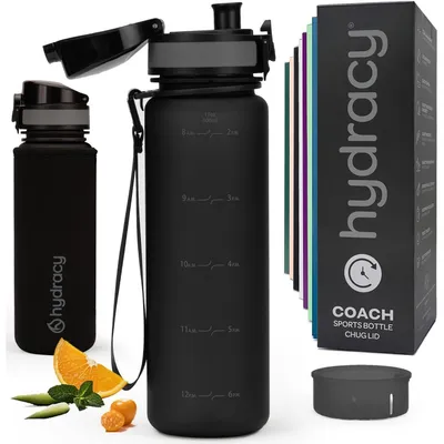 Produktbild von Trinkflasche mit Fruchteinsatz 500ml BPA-frei mit Zeitmarkierung auslaufsicher Space Grey