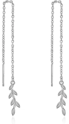 Image de Boucles d'oreilles en argent sterling 925, modèle filigrane avec chaîne à franges et pendentifs en forme de gouttes. Bijoux et cadeaux pour femmes