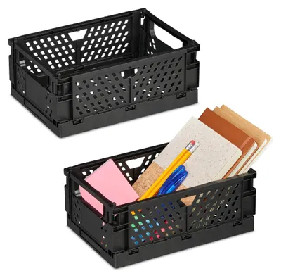 Faltboxen 2er Set, kleine Aufbewahrungsboxen, schwarz