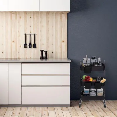 Produktbild von Küchenwagen – Küchenregal – Küchenschrank – Multifunktional – 40 T x 30 B x 70 H cm – 3 Etagen – Weiß