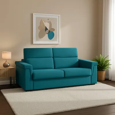 Immagine prodotto di Biscossi - Divano Letto 2 Posti, 205x95 cm Azzurro, Sfoderabile  Italy