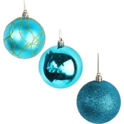 Immagine prodotto di Set di 12 palline di Natale in plastica assortite color turchese