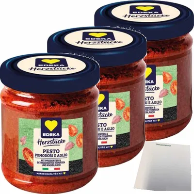 Produktbild von EDEKA Pesto Rosso 3er Pack (3x190g Glas) + usy Block