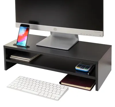 Obrázok produktu pre Drevený monitorový stojan s držiakom na smartfón