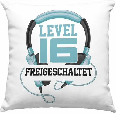 Produktbild von Trendation - 16. Geburtstag Deko-Kissen mit Füllung 40x40 Jungen Jungs Geschenk 16er Geschenkidee 16 Sohn Gamer Zocker Sprüche Lustig (Grün)