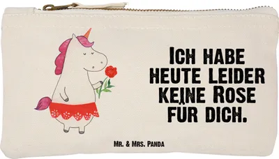 Produktbild von Mr. & Mrs. Panda Kulturtasche Einhorn Dame Größe S Klein - Weiß - Geschenk, Pouch, Kulturbeutel, Bachelorette, Kosmetiktasche, Unicorn, beauty case, Schlampermäppchen