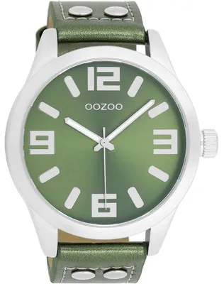 Produktbild von Oozoo Damen Lederarmband Uhr Timepieces grün Analog Quarzuhr UOC1081A