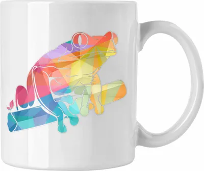 Produktbild von Trendation - Frosch Tasse Geschenk Polygon Grafik Frösche Grafik (Weiß)