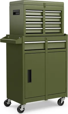 Produktbild von 2-in-1-Werkzeugwagen mit 5 Schubladen, 100 kg Tragkraft