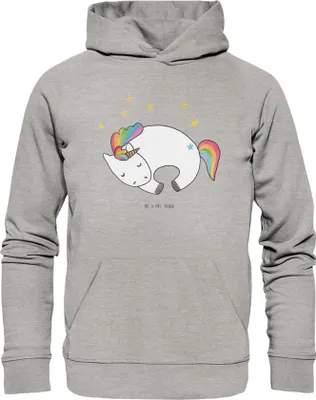 Produktbild von Mr. & Mrs. Panda Nachhaltiger Hoodie Einhorn Nacht Größe XS - Heather Grey - Geschenk, Träume, Statement-Hoodie, Sweatshirt, Kapuzenpulli, Unicorn, Einhörner, Ruhe, Pulli