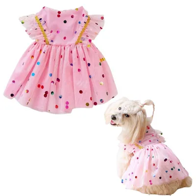 Image de Robe élégante pour petits chiens, avec nœud et dentelle