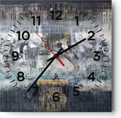 Produktbild von Wanduhr - Quadrat - Glasuhr - Abstraktion modern - 40x40cm - Schleichendes Uhrwerk - Lautlos - zum Aufhängen bereit - Dekoration Modern - Wanddekoration aus Glas - C4AC40x40-3474
