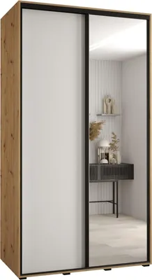 Produktbild von MEBLE KRYSPOL Cannes 3 Schrank mit 2 Schiebetüren - 205,2x130x60 cm - Artisan Weiß Schwarz