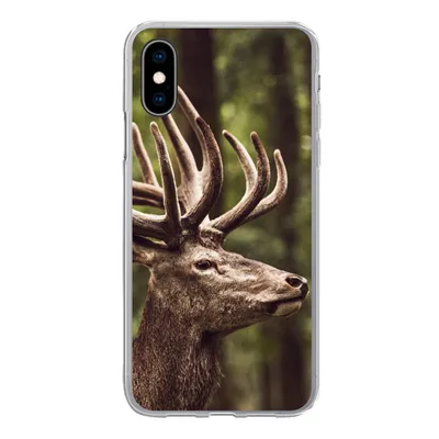 Produktbild von MuchoWow® Handyhülle Schutzhülle Hülle für iPhone X Hirsch - Natur - Geweih - Wald - Tiere Silikon Softcase Handy Hülle - Handyhülle