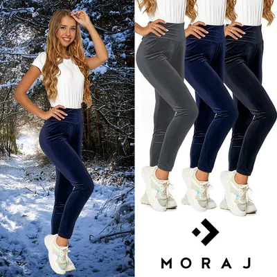 Obrázok produktu pre MORAJ Dámske legíny 1400-034 Velvet dlhé legíny Velúrové športové tepláky - Navy - S/M