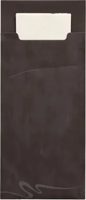 Produktbild von 15600 Bestecktaschen 20 cm x 8,5 cm schwarz inkl. weißer Serviette 33 x 33 cm 2-lag.