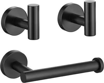 Imagen del producto de Conjunto de accesorios para baño, soporte de pared para papel higiénico, con 2 ganchos, acero inoxidable 304, color , para baño