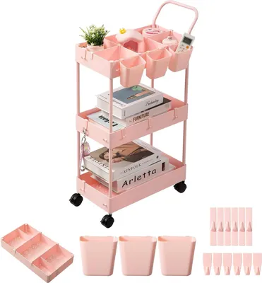 Produktbild von Famanu Aufbewahrungswagen 4-stufig mit Rollen - Rosa