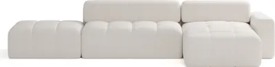 Produktbild von FEDVE Ecksofa RIFU LA aus Bouclé-Stoff mit Schlaffunktion, Weiß